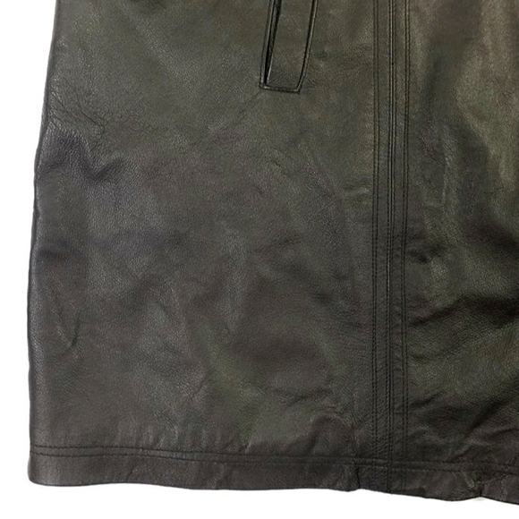 Maggie Barnes Brown Genuine Leather Button Front Long Sleeve Coat Womens Plus 4X - Picture 6 of 15